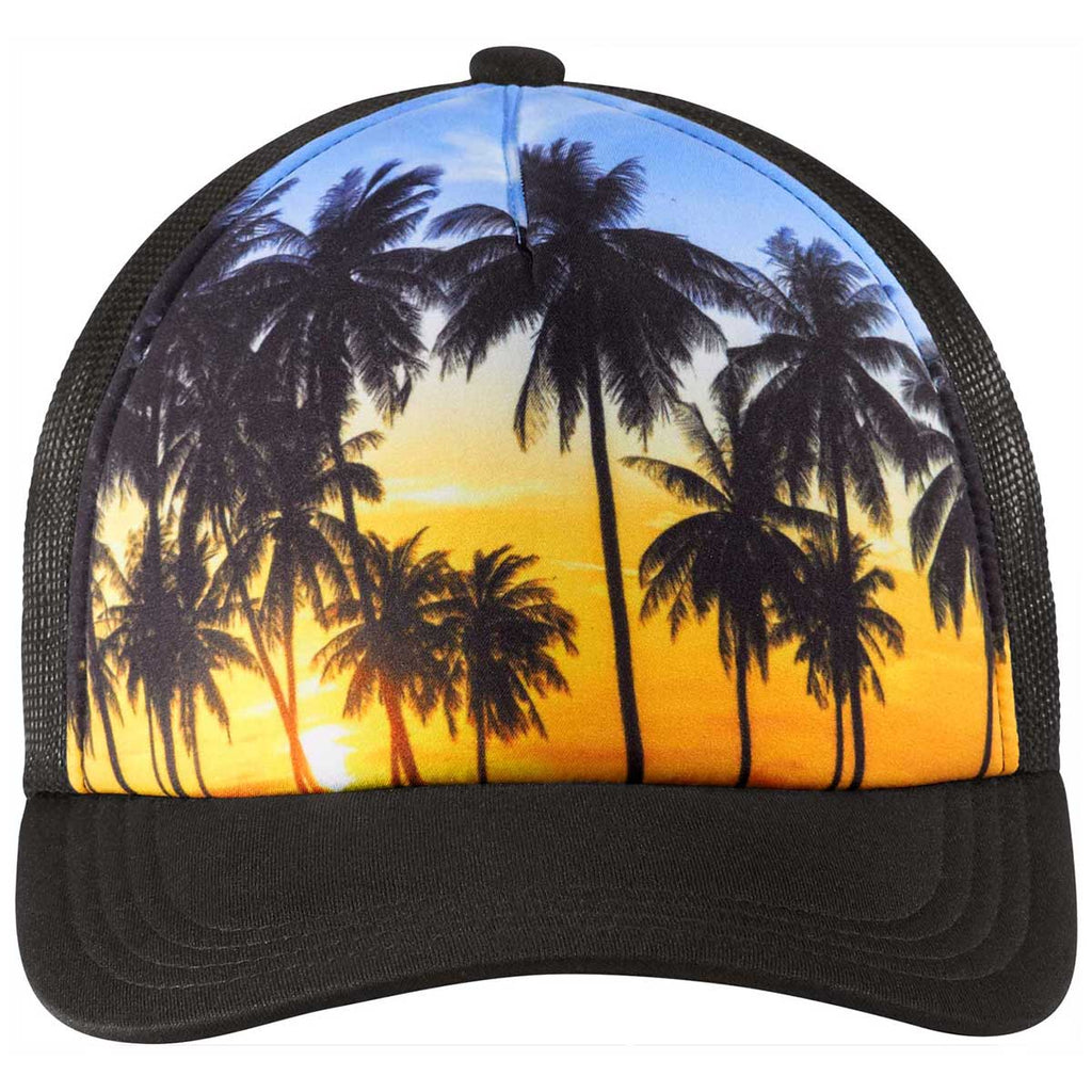 Port Authority Palm Trees Snapback Photo Real Trucker Cap