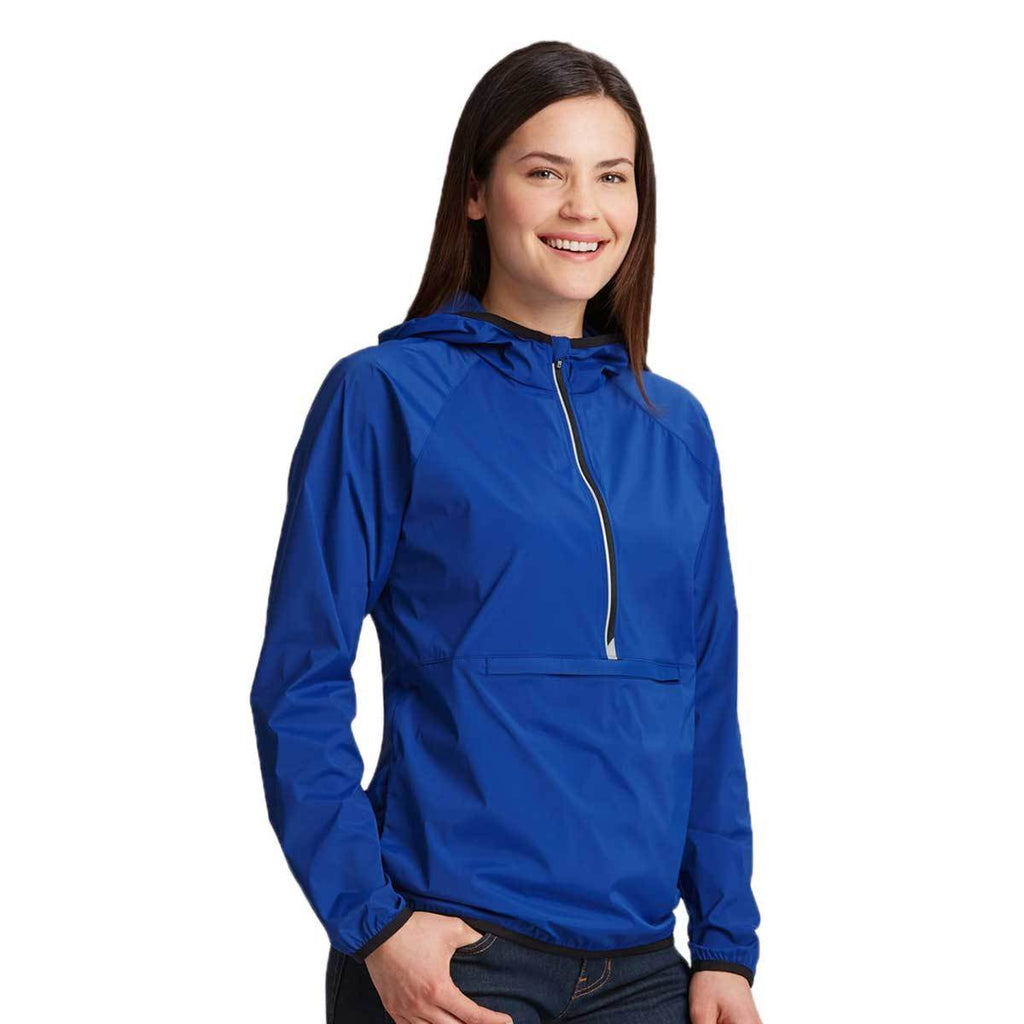 Cutter & Buck Women's Tour Blue Breaker Half Zip Hooded Popover