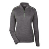 Core 365 Women's Carbon Heather/Acid Green Kinetic Performance Quarter Zip