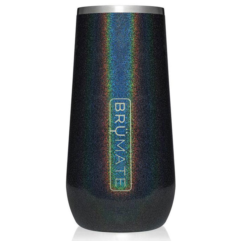 BruMate Glitter Charcoal Champagne Flute 12 oz