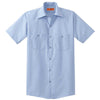 Red Kap Men's Light Blue/Navy Short Sleeve Striped Industrial Work Shirt