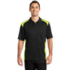 CornerStone Men's Black/Shock Green Select Snag-Proof Two Way Colorblock Pocket Polo