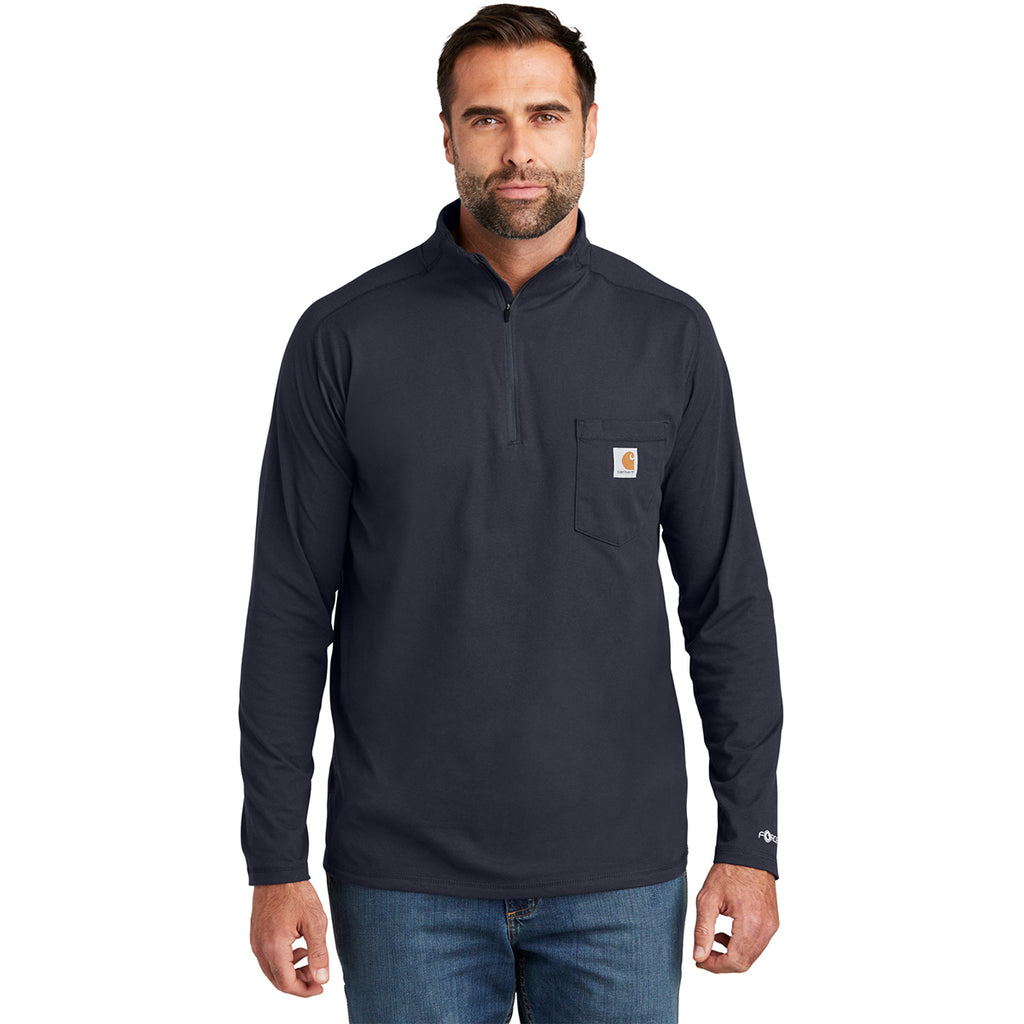 Carhartt Men's Navy Force 1/4-Zip Long Sleeve T-Shirt