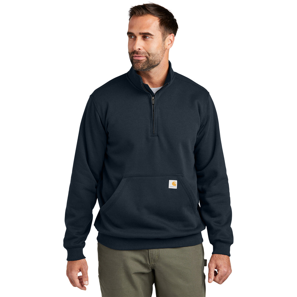 Carhartt Men's New Navy Midweight 1/4-Zip Mock Neck Sweatshirt