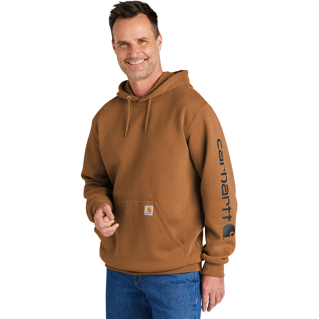 Carhartt Men's Carhartt Brown Midweight Hooded Logo Sweatshirt