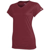 Champion Women's Maroon Double Dry 4.1-Ounce V-Neck T-Shirt