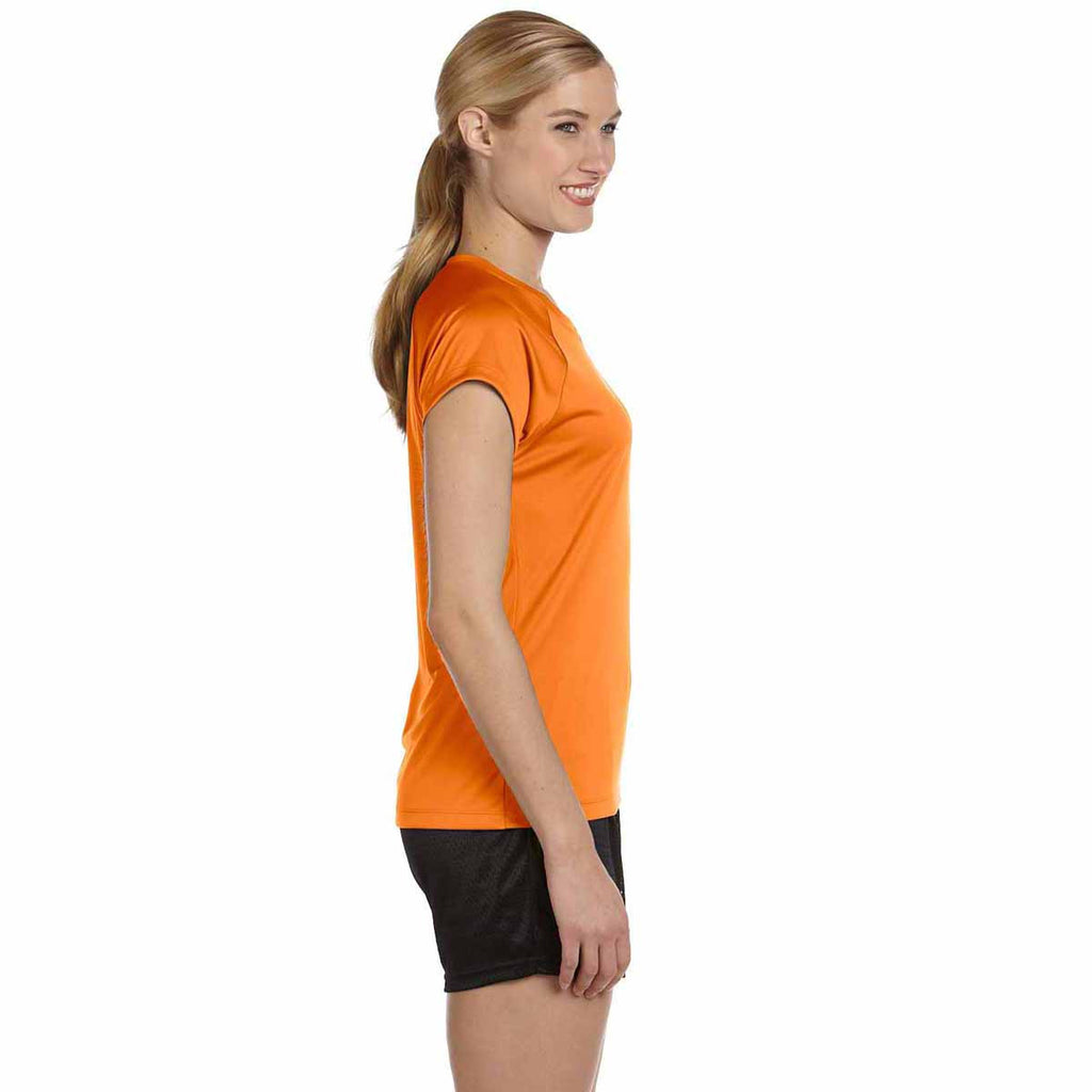 Champion Women's Safety Orange Double Dry 4.1-Ounce V-Neck T-Shirt