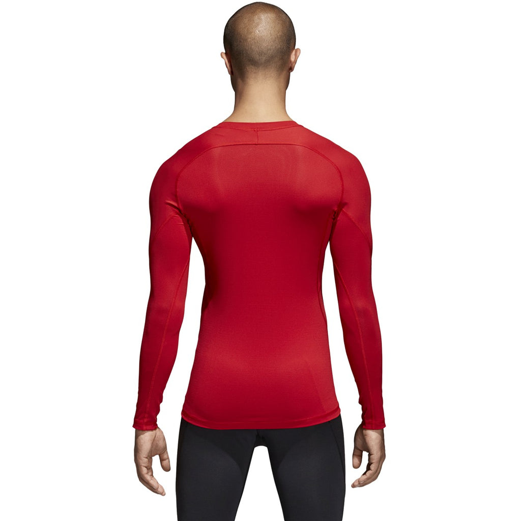 adidas Men's Power Red Alphaskin Long Sleeve Tee