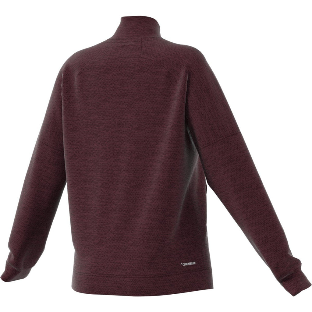 adidas Women's Maroon Melange Team Issue Quarter Zip