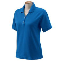 Devon & Jones Women's French Blue Pima Pique Short-Sleeve Y-Collar Polo