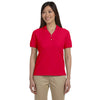 Devon & Jones Women's Red Pima Pique Short-Sleeve Y-Collar Polo