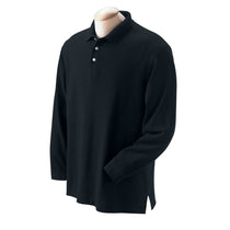 Devon & Jones Men's Black Pima Pique Long-Sleeve Polo