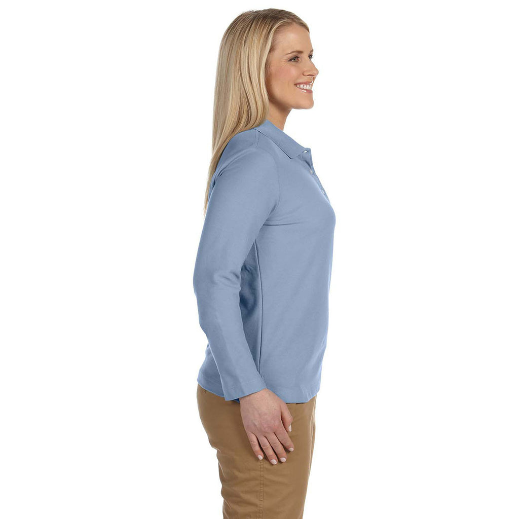 Devon & Jones Women's Slate Blue Pima Pique Long-Sleeve Polo