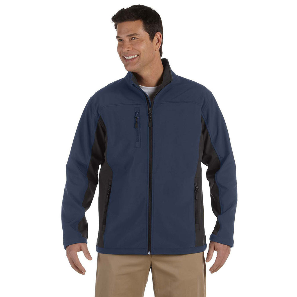 Devon & Jones Men's Navy/Dark Charcoal Soft Shell Colorblock Jacket