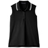 Devon & Jones Women's Black/White CrownLux Performance Plaited Tipped Sleeveless Polo