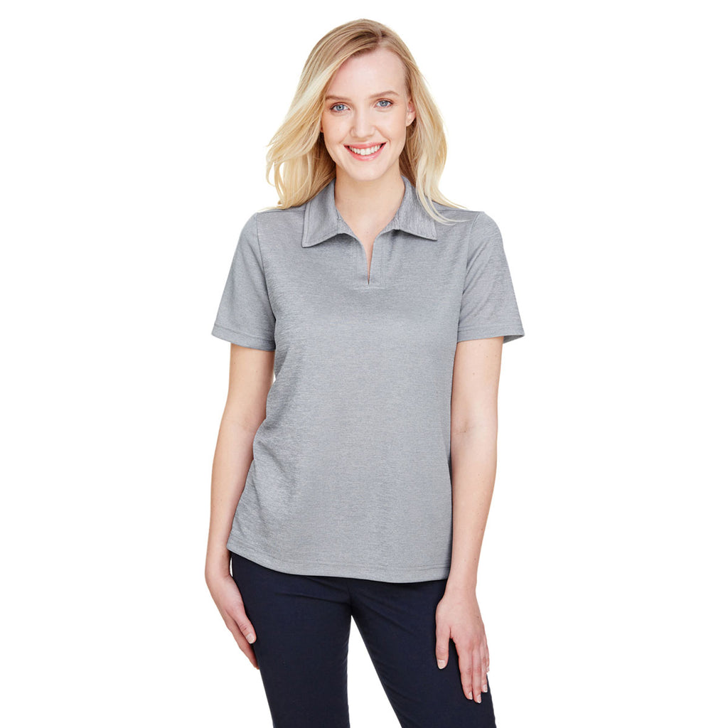 Devon & Jones Women's Grey Heather CrownLux Performance Address Melange Polo