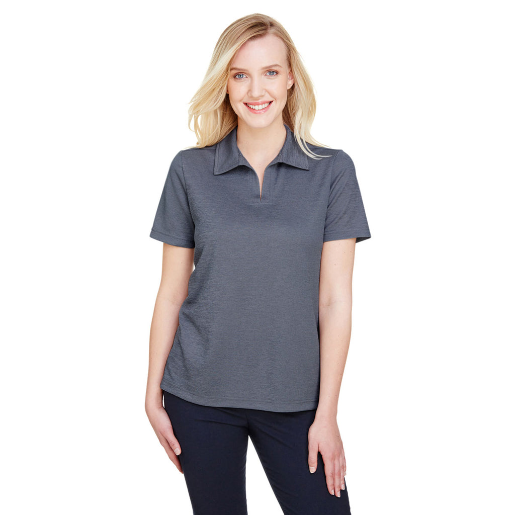 Devon & Jones Women's Navy Heather CrownLux Performance Address Melange Polo