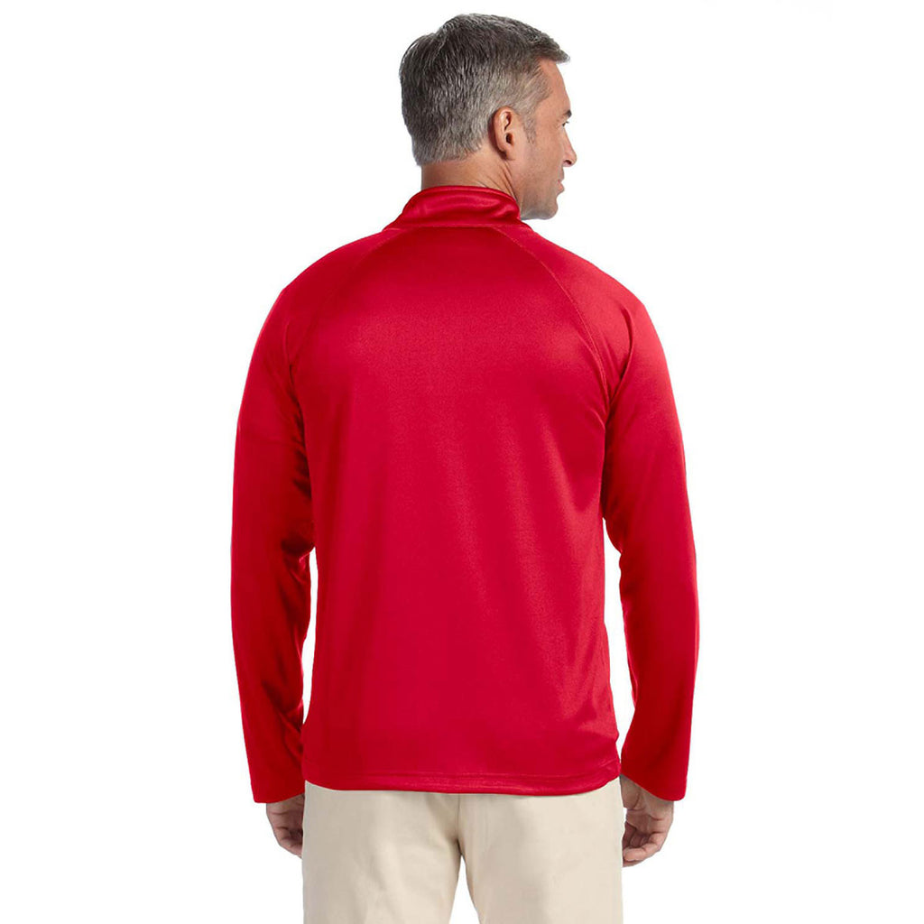 Devon & Jones Men's Red Stretch Tech-Shell Compass Quarter-Zip