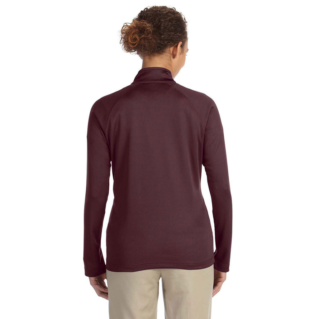 Devon & Jones Women's Burgundy Heather Stretch Tech-Shell Compass Quarter-Zip