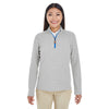 Devon & Jones Women's Grey Heather/Grey Heather/French Blue Drytec 20 Performance Quarter-zip