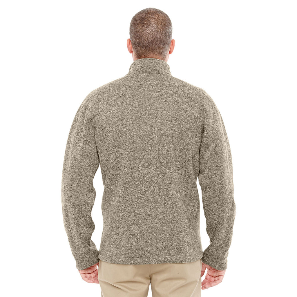 Devon & Jones Men's Khaki Heather Bristol Full-Zip Sweater Fleece Jacket