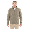 Devon & Jones Men's Khaki Heather Bristol Full-Zip Sweater Fleece Jacket