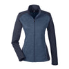 Devon & Jones Women's Navy/Navy Heather Newbury Colorblock Melange Fleece Full-zip