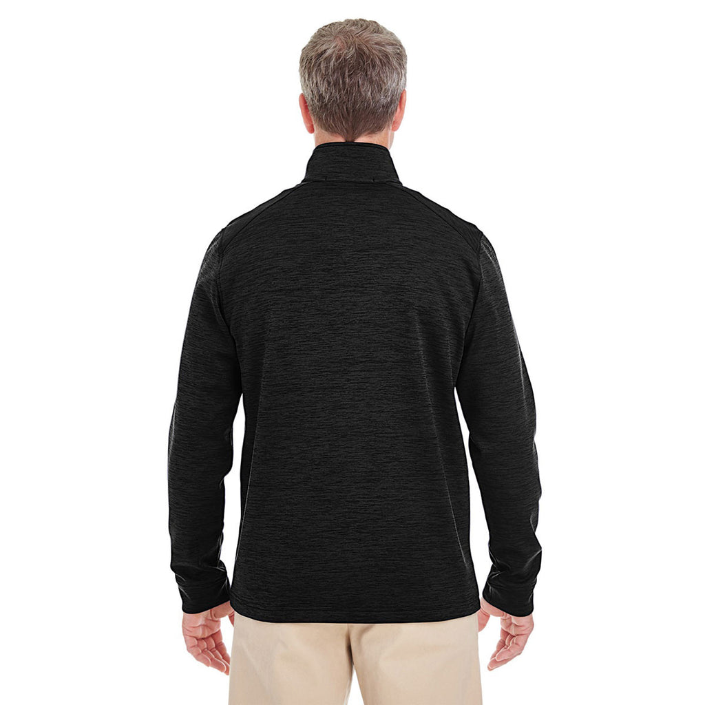 Devon & Jones Men's Black Heather Newbury Melange Fleece Quarter-zip