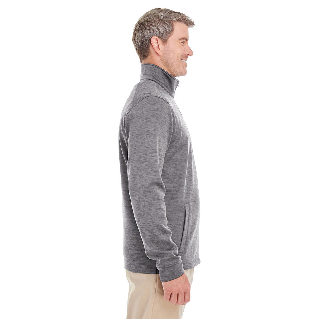 Devon & Jones Men's Dark Grey Heather Newbury Melange Fleece Quarter-zip