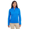 Devon & Jones Women's French Blue Heather Newbury Melange Fleece Quarter-zip