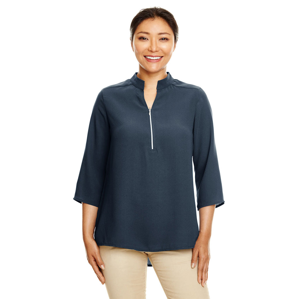 Devon & Jones Women's Navy Perfect Fit 3/4-Sleeve Crepe Tunic