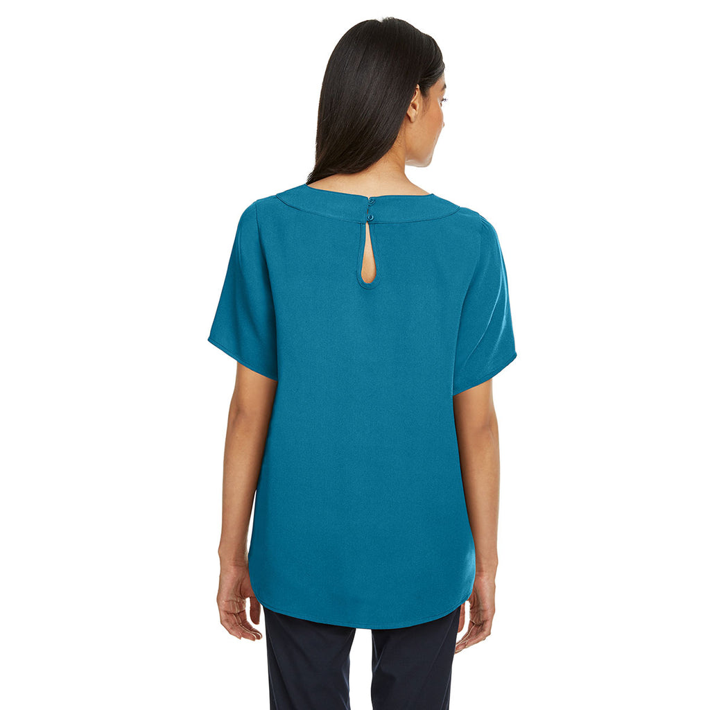 Devon & Jones Women's Dark Teal Perfect Fit Boat-Neck Blouse