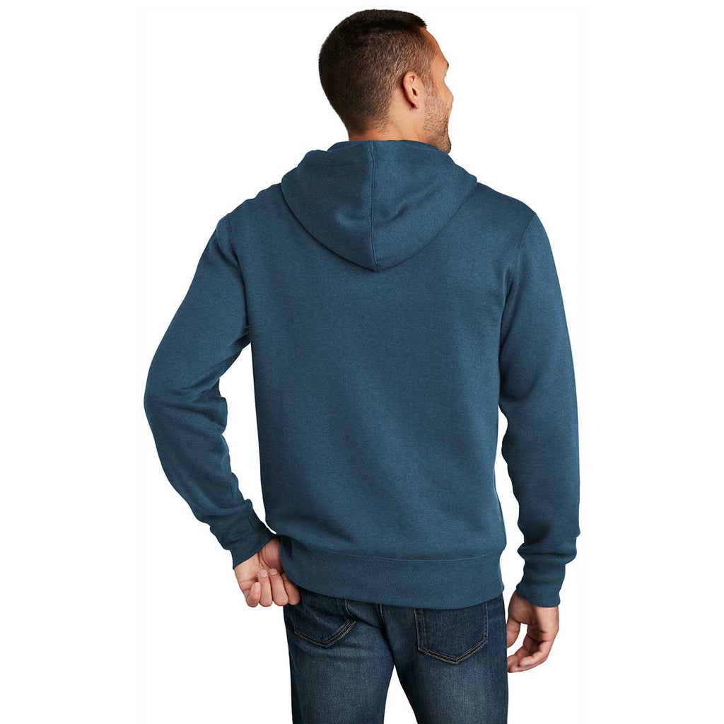 District Men's Heathered Poseidon Blue Perfect Weight Fleece Full-Zip Hoodie