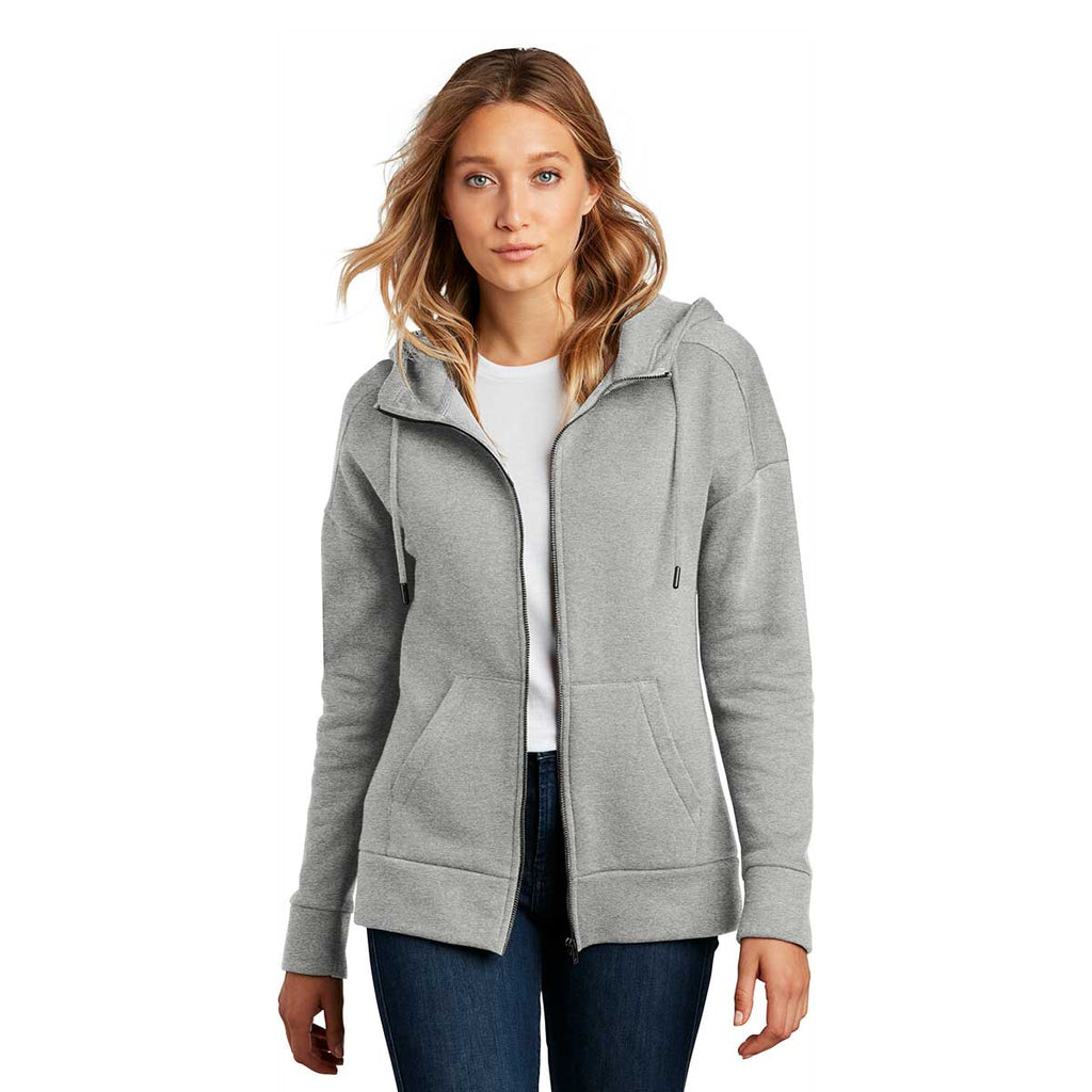 District Women's Heathered Steel Perfect Weight Fleece Full-Zip Hoodie