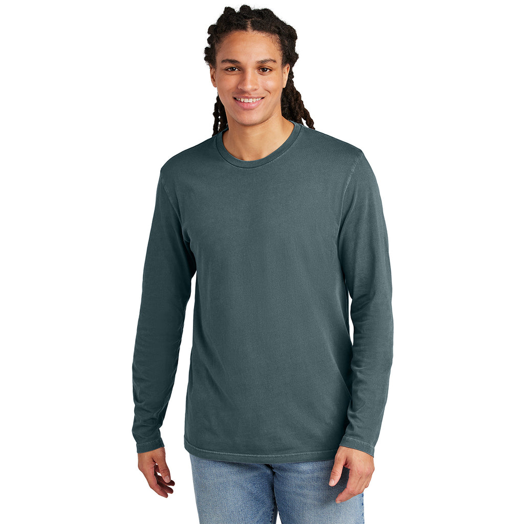 District Men's Deep Steel Blue Wash Long Sleeve Tee