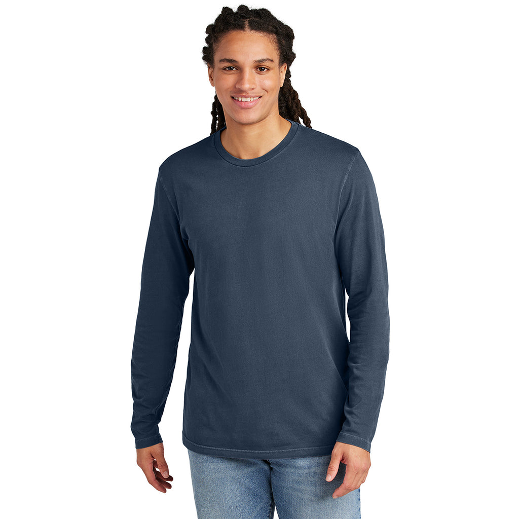 District Men's True Navy Wash Long Sleeve Tee