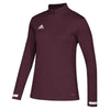 adidas Women's Maroon/White Team 19 Long Sleeve Quarter Zip