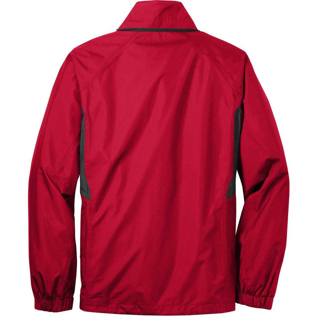 Eddie Bauer Men's Radish Red/Grey Steel Rain Jacket