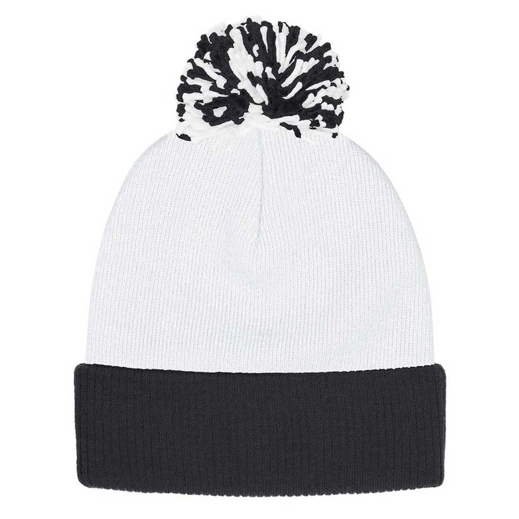 adidas White Cuffed Pom Beanie