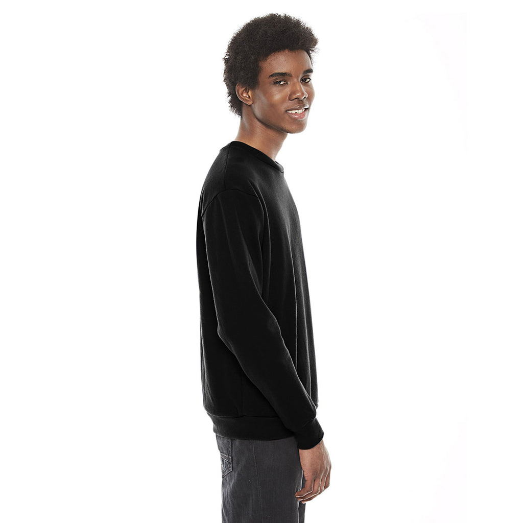 American Apparel Unisex Black Flex Fleece Drop Shoulder Pullover Crewneck