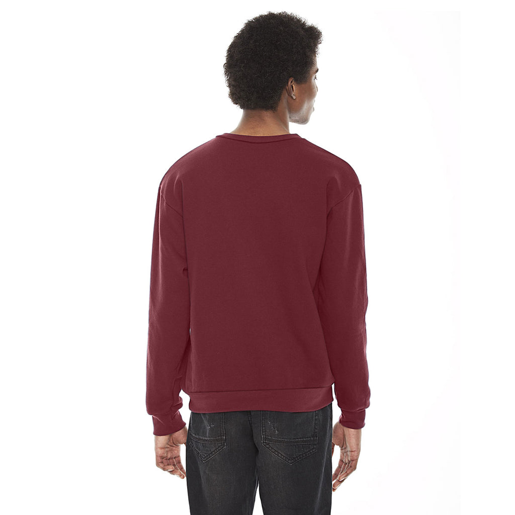 American Apparel Unisex Cranberry Flex Fleece Drop Shoulder Pullover Crewneck