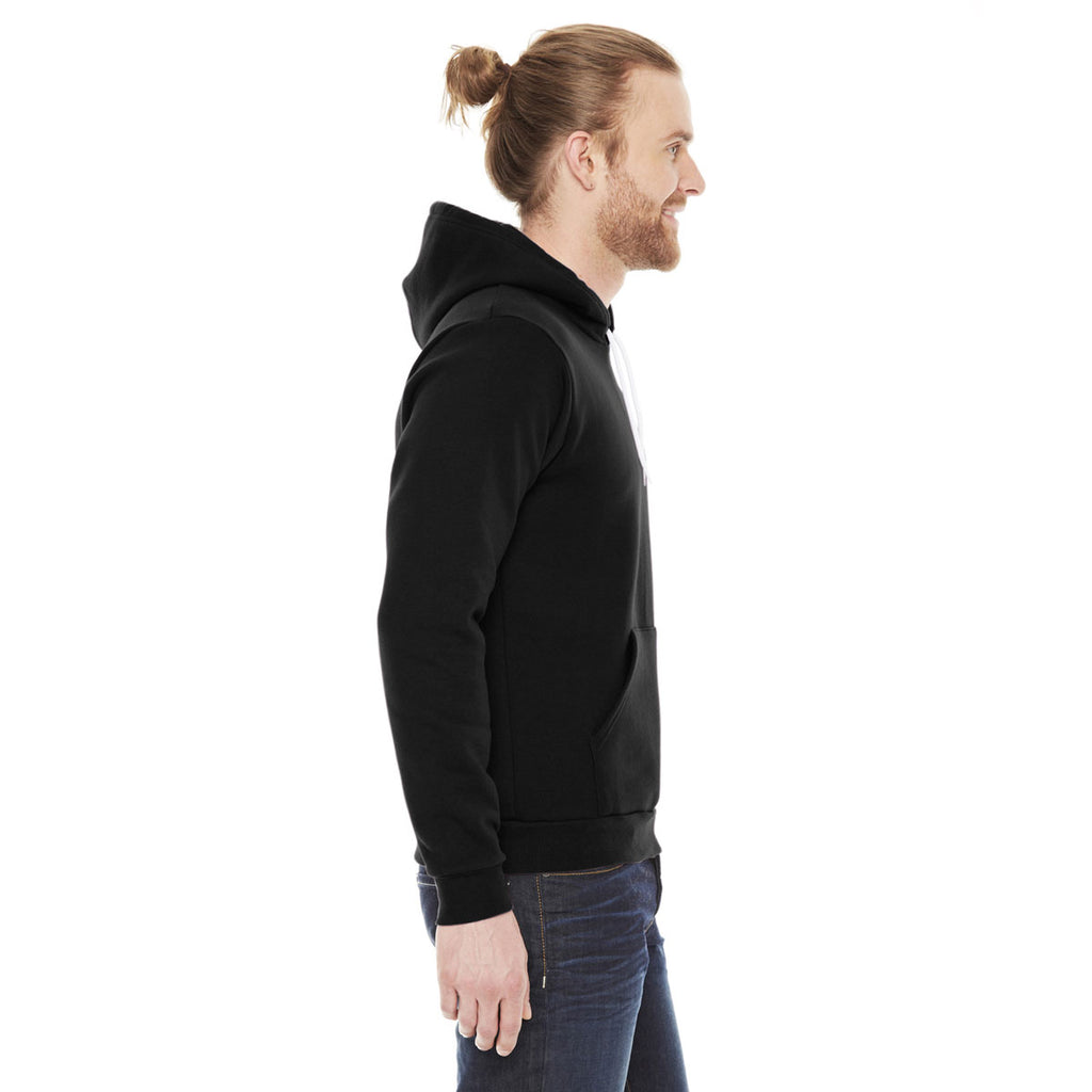 American Apparel Unisex Black Flex Fleece Drop Shoulder Pullover Hoodie