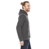 American Apparel Unisex Dark Heather Grey Flex Fleece Drop Shoulder Pullover Hoodie