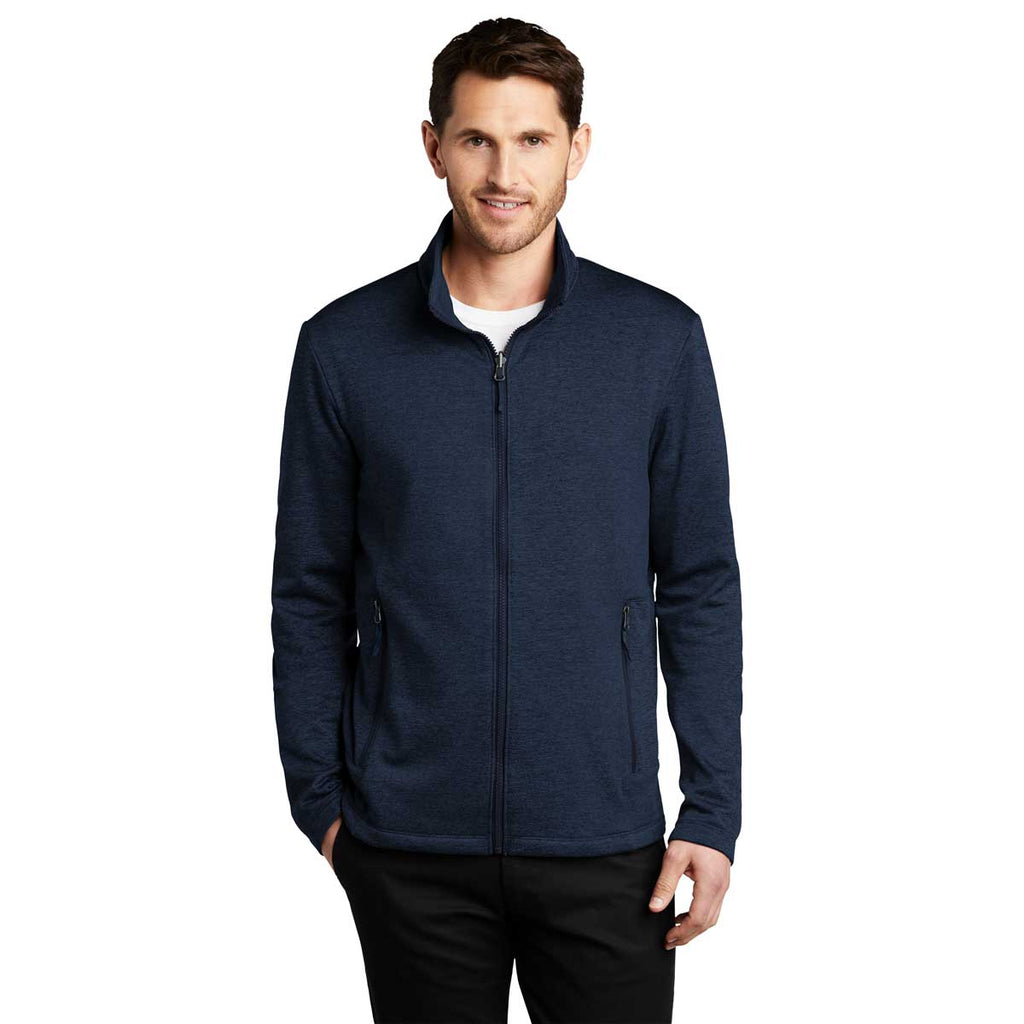 Port Authority Men's River Blue Navy Heather Collective Striated Fleece Jacket