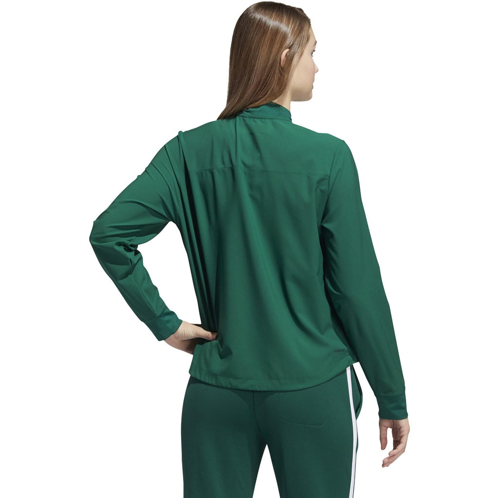 adidas Women's Team Dark Green/White Under The Lights Long Sleeve Woven 1/4 Zip