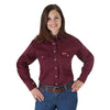 Wrangler Women's Burgundy Flame Resistant Long Sleeve Solid Workshirt