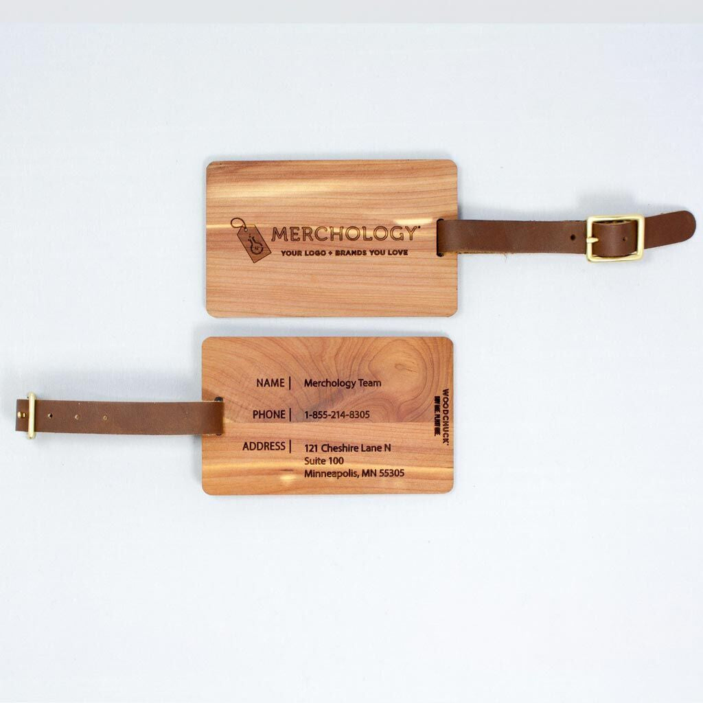 Woodchuck USA Mahogany Wood Luggage Tag