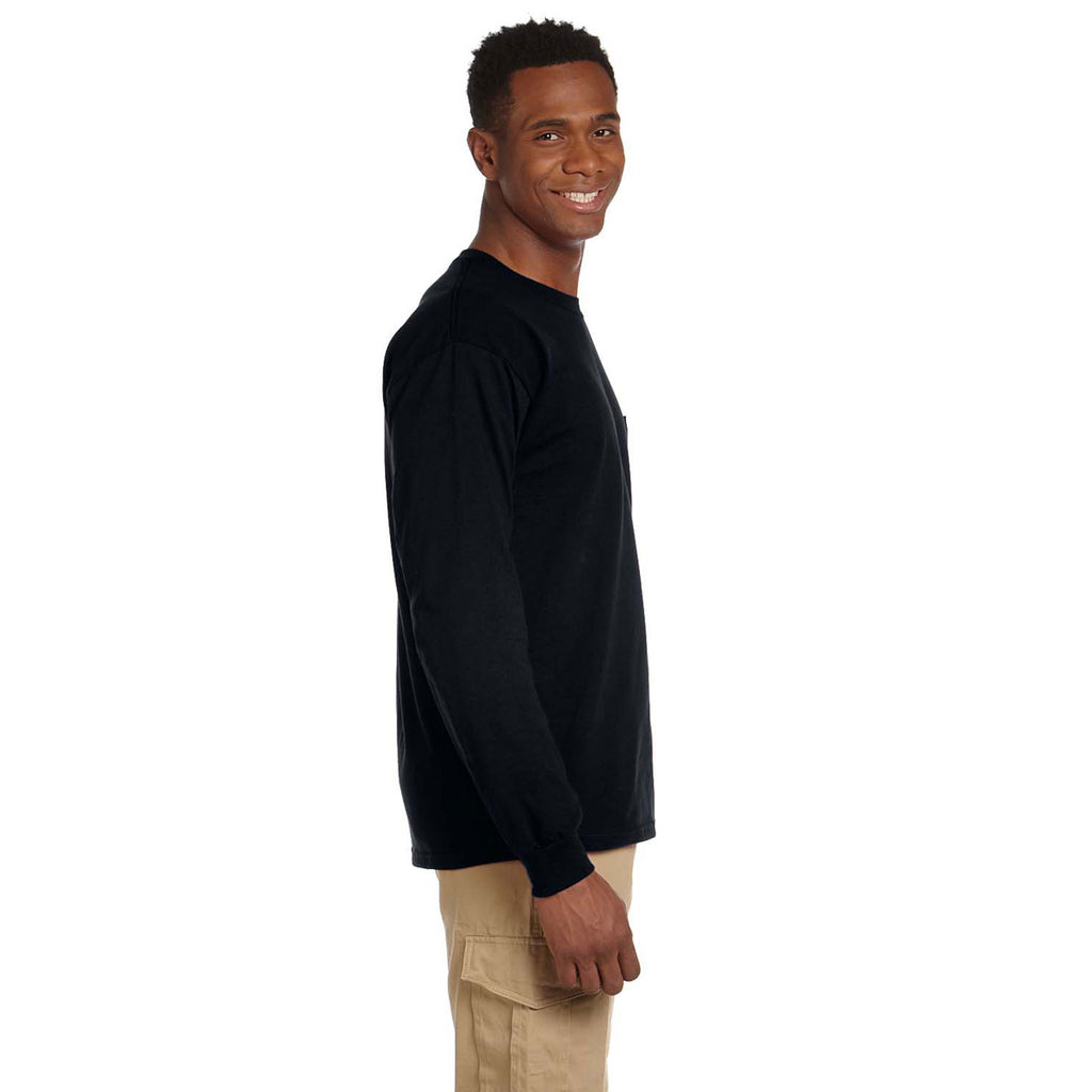 Gildan Unisex Black Ultra Cotton 6 oz. Long-Sleeve Pocket T-Shirt