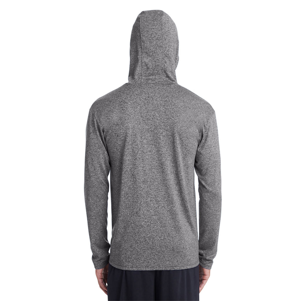 Gildan Men's Heather Sport Black Performance Hooded T-Shirt