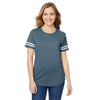 Gildan Women's Heather Navy/White Heavy Cotton Victory T-Shirt